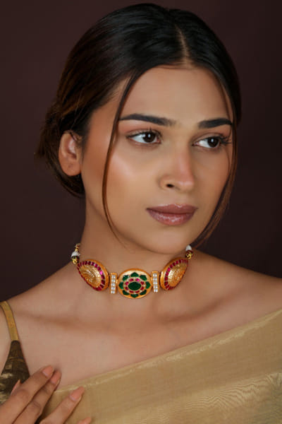 Riana Jewellery Multicolour gold plated choker RIANAPR26D143326