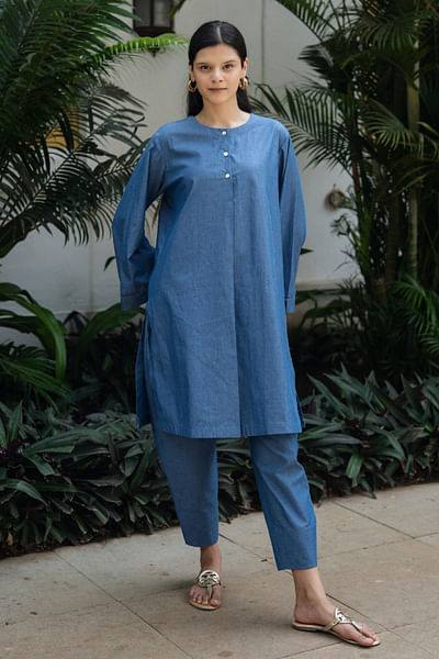 Denim blue kurta set
