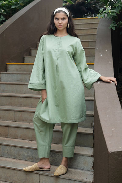 Olive green kurta set
