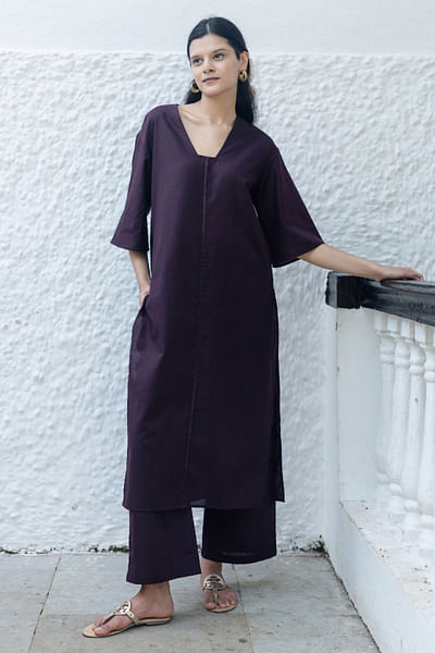 Black fagotting kurta