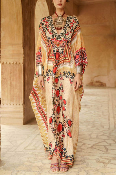 Mustard printed kaftan
