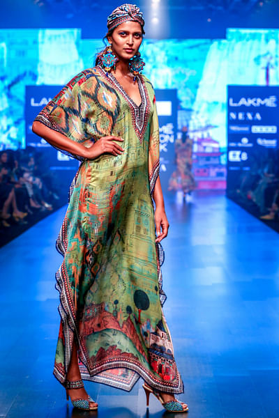 Lime printed kaftan