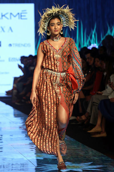 Printed one shoulder kaftan dress