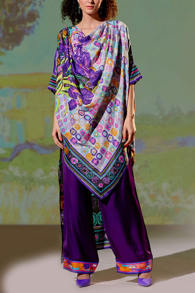Black draped kaftan tunic set