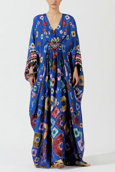 Blue printed kaftan