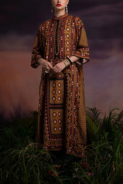 Black multicoloured printed tunic