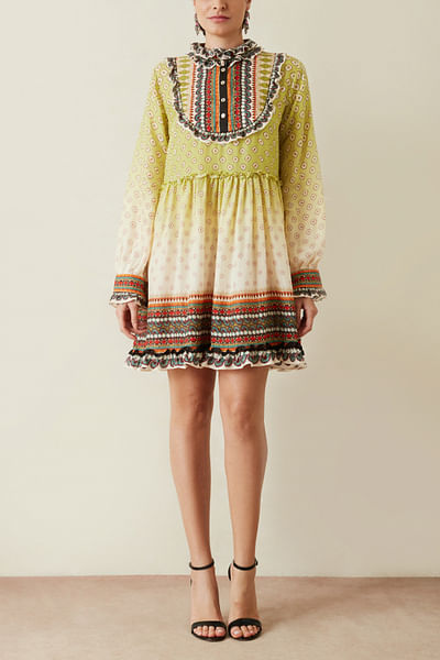 Lime printed tunic dress