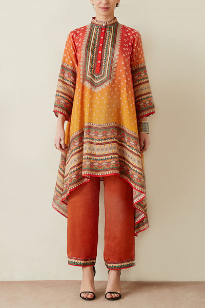 Red and yellow printed tunic and pants
