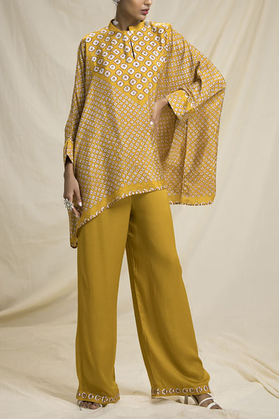 Mustard yellow printed tunic & pants