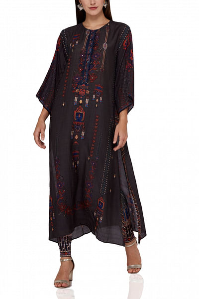 Smoke printed kaftan