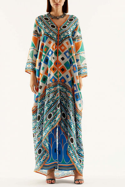 Multicolour printed dress and pants