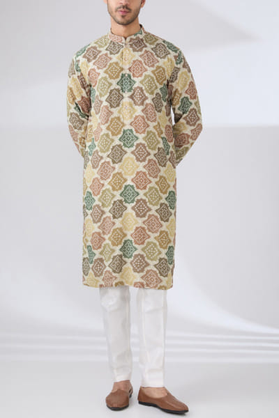Multicolour bandhani print kurta set