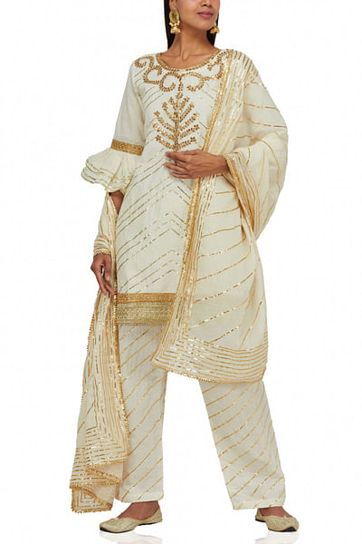White & gold kurta set