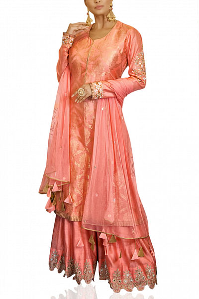 Pink embellished sharara set