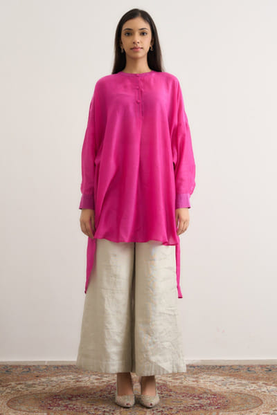 Hot pink pleated tunic