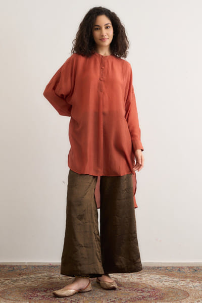 Metallic tissue trousers