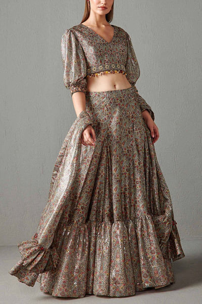 Printed tiered lehenga set