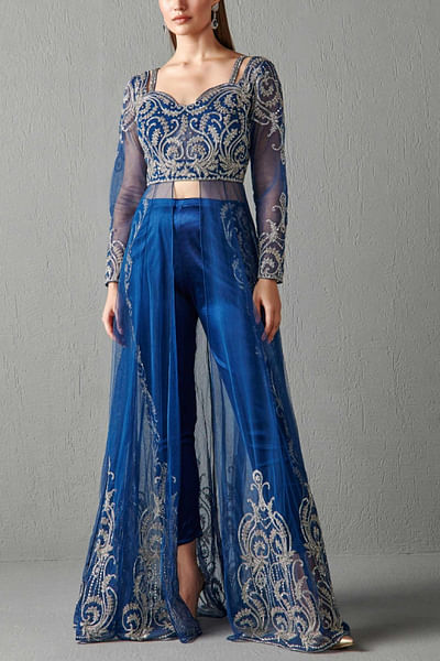 Royal blue gown and trousers