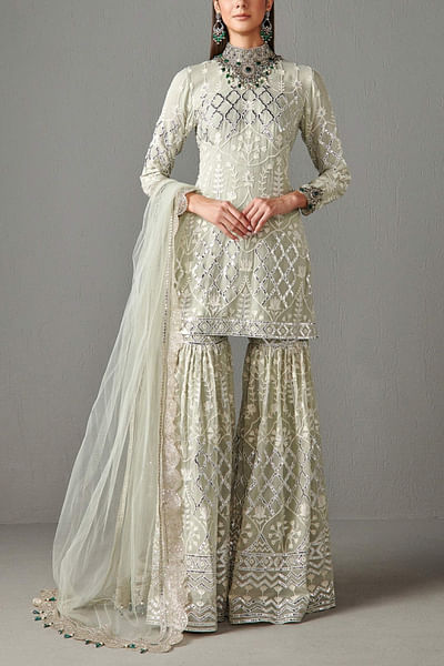Sage green gharara set