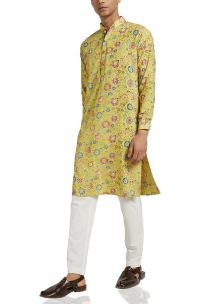 Yellow printed kurta set