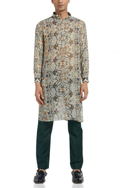 Grey printed kurta set