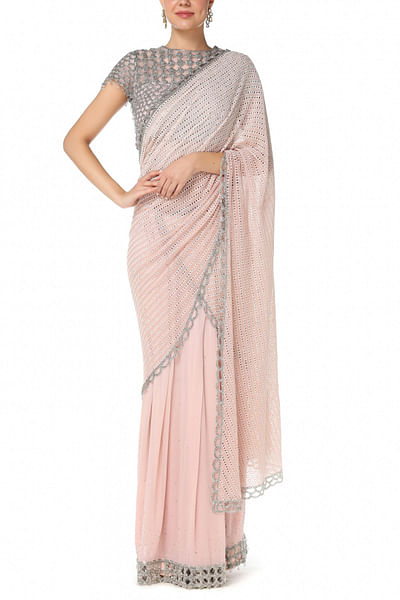 Blush embellished sari set