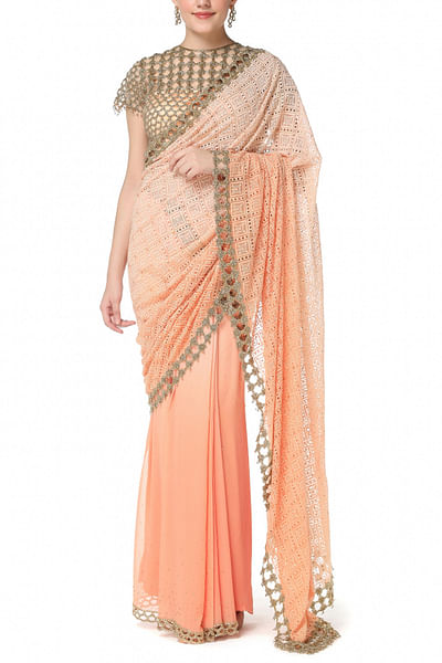 Shaded orange sari set
