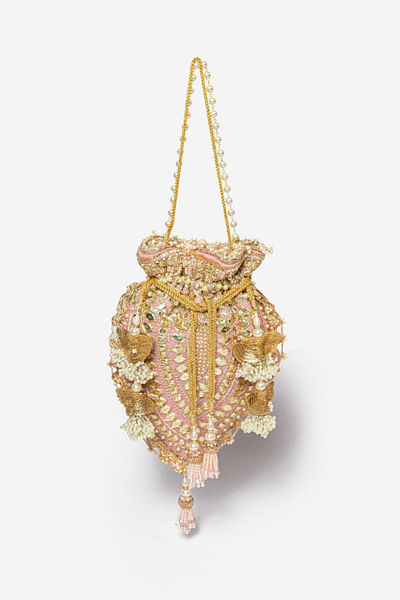Pink embellished potli bag