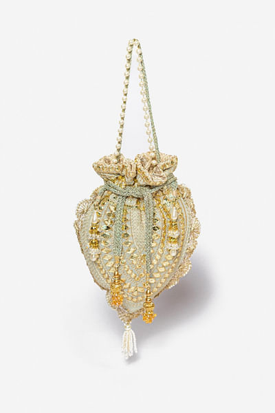 Aqua embellished potli bag