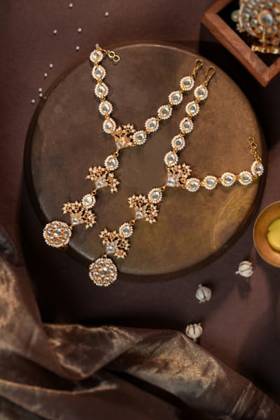 Riana Jewellery White gold plated jadau haathphool RIANAPR26D243510