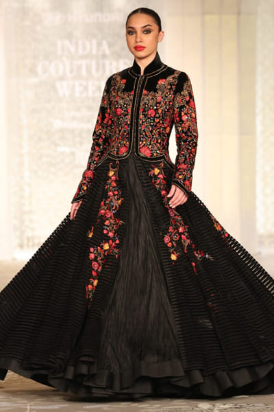 Black embroidered velvet jacket