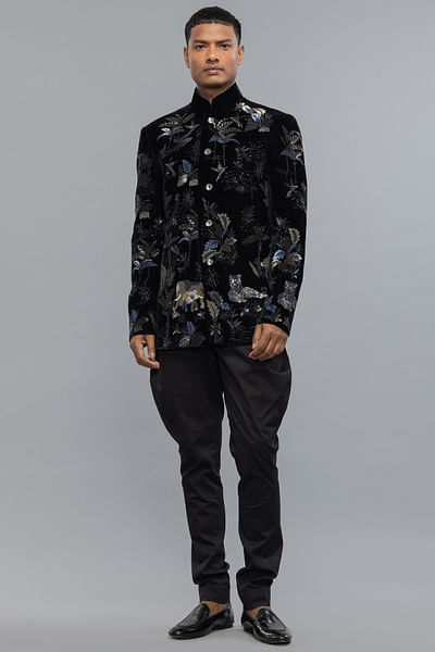 Black embroidered bandhgala