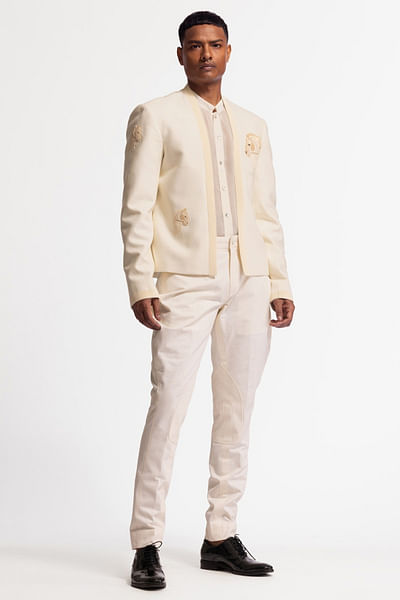 Ivory horse motif embroidered jacket