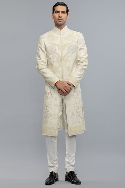 Ivory hand embroidered sherwani