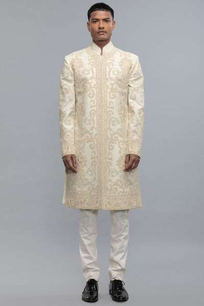 Ivory embroidered sherwani