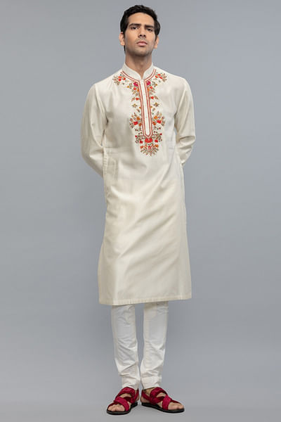 Ivory embroidered kurta set