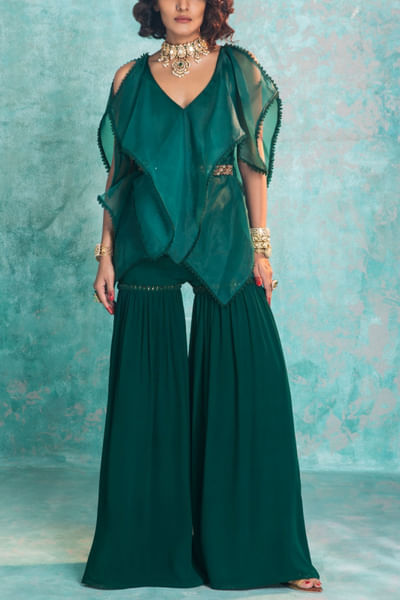 Teal green top and sharara