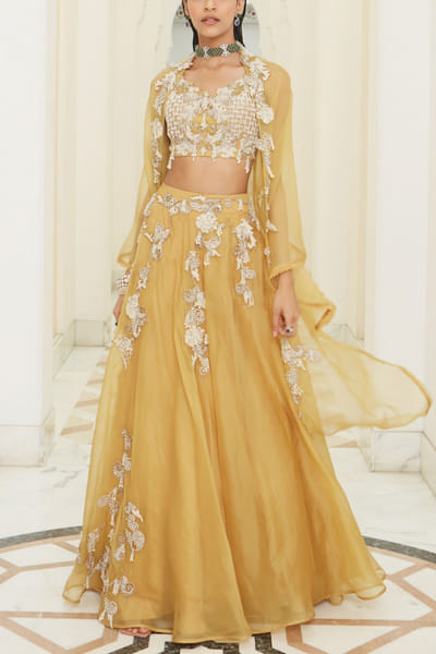 Ridhima Bhasin Yellow organza lehenga set RBSSMYS2212