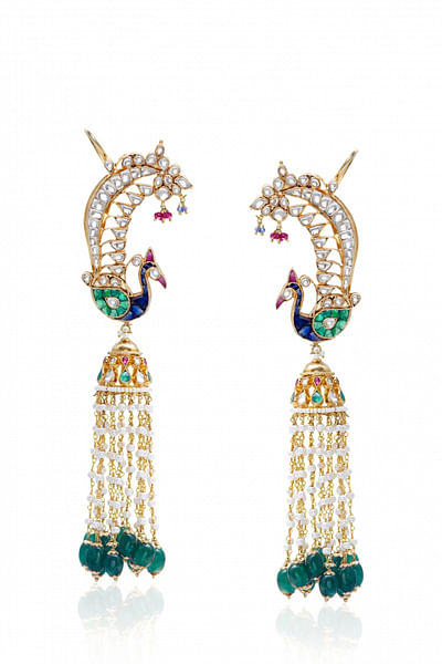 Earrings with attached earcuffs
