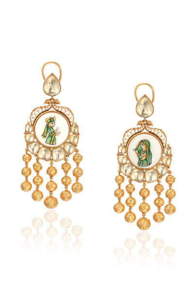 Ra Abta / Rahul Bride and groom meenakari earrings RBT2130949