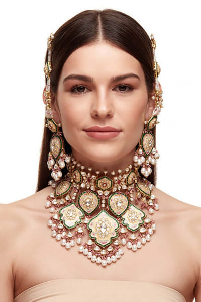 Ra Abta / Rahul Ivory meenakari bridal set RBTIVOR01