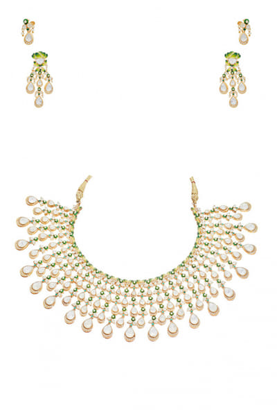 Gold plated meenakari necklace set