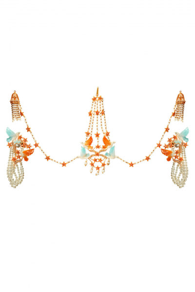 Ra Abta / Rahul Bird matha patti and earrings RBTSEP2216