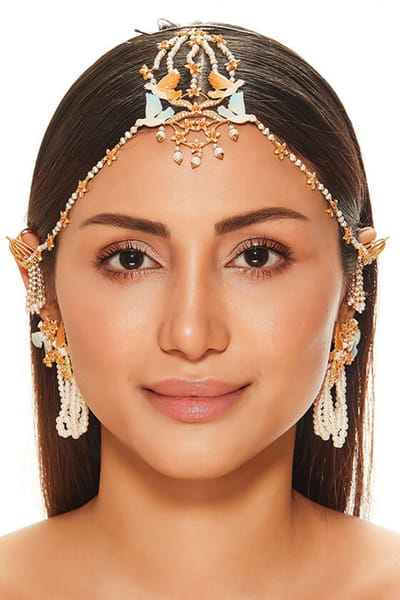 Ra Abta / Rahul Bird matha patti and earrings RBTSEP2216