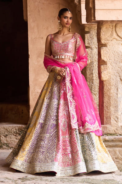 Angad Singh Multicolour mirror embroidered lehenga set ANGAMAY26D145408