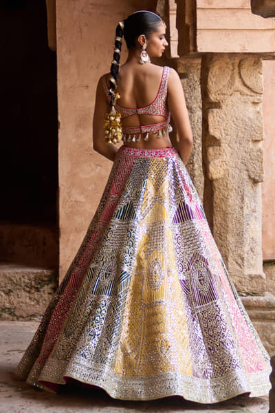 Angad Singh Multicolour mirror embroidered lehenga set ANGAMAY26D145408