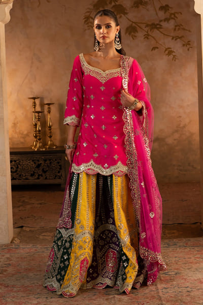 Angad Singh Multicolour embroidered sharara set ANGAJUL26D148947