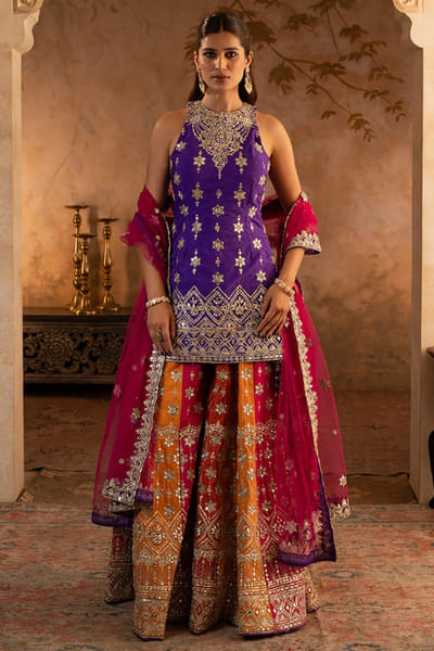 Angad Singh Multicoloured embroidered sharara set ANGAJUL26D148946
