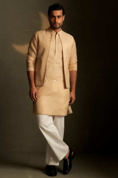 Golden beige embroidered jacket