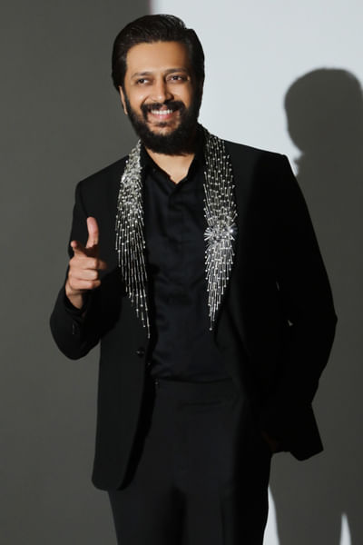Black rhinestone embellished tuxedo set